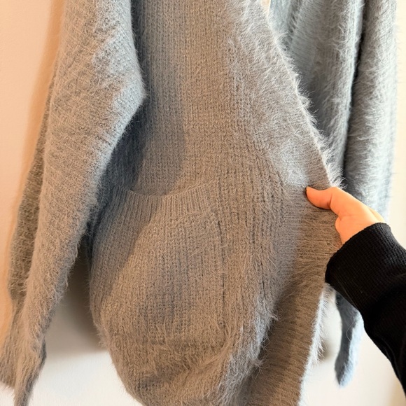 Pinch Fuzzy Eyelash Soft Knit Blue Cozy Open Cardigan Sweater Size S/M NWT - Picture 6 of 8